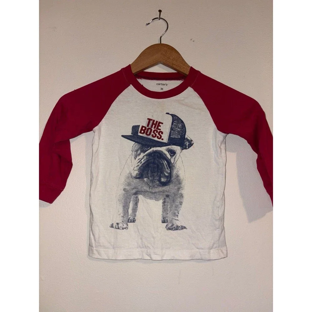 Carter’s Red and White Pug The Boss Shirt - Size 3t